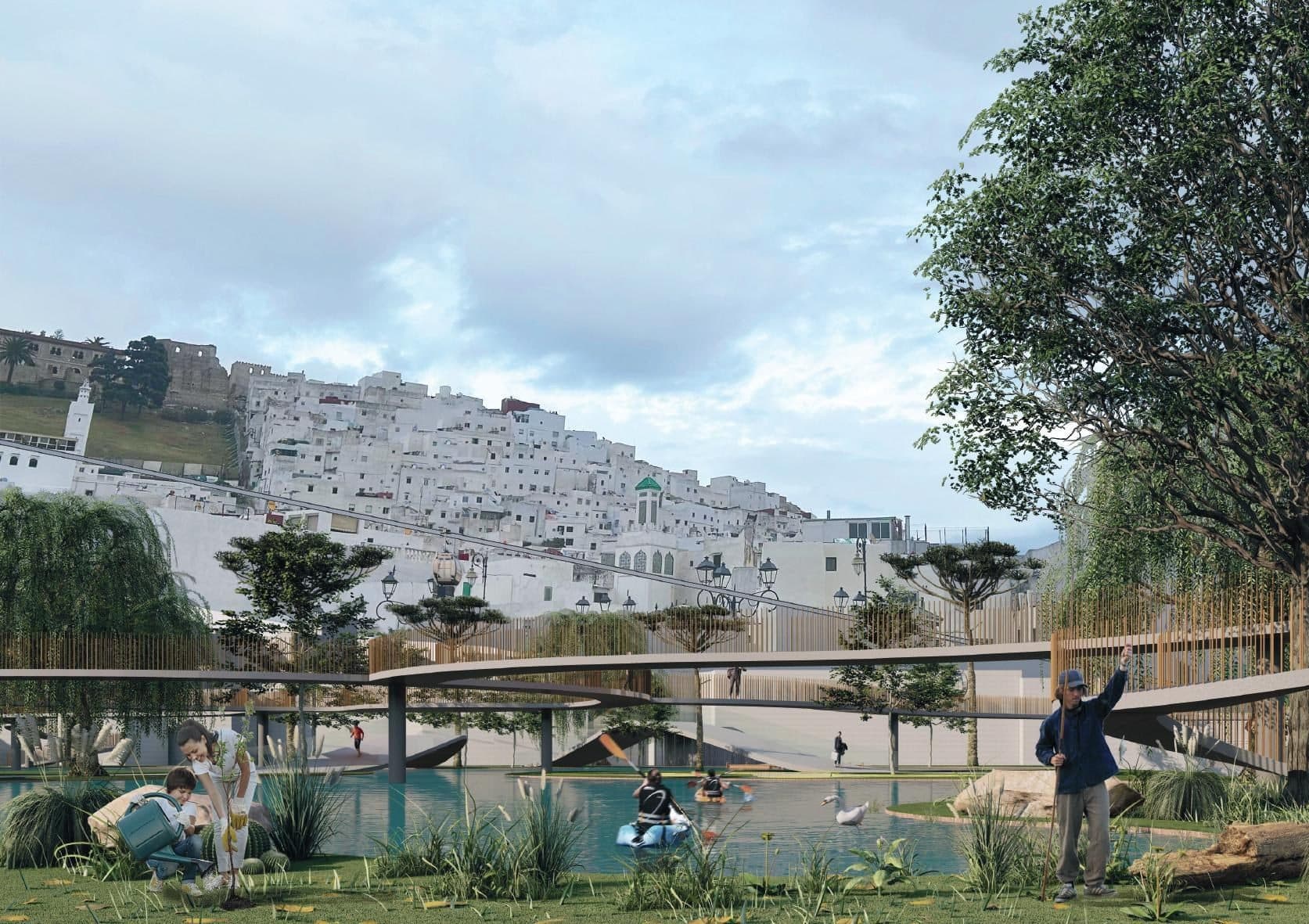Le parc, la Médina en fond