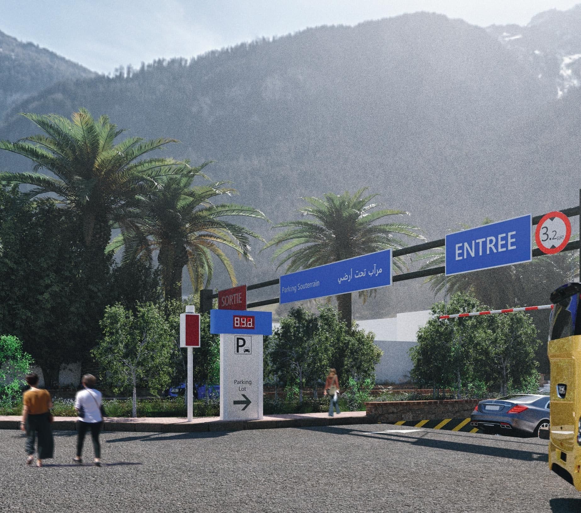 L'entrée du parking