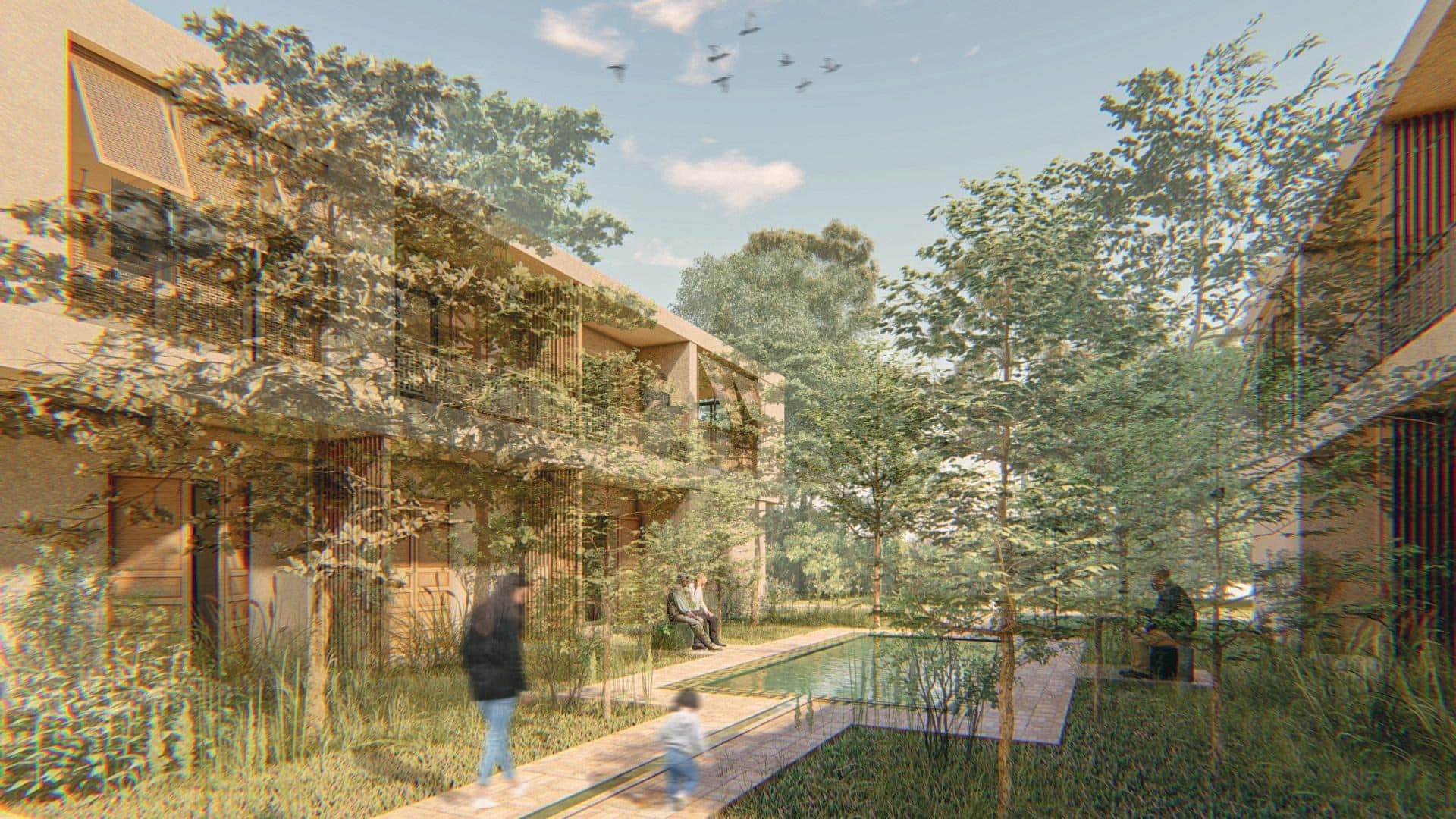 Les jardins créés entre les volumes
